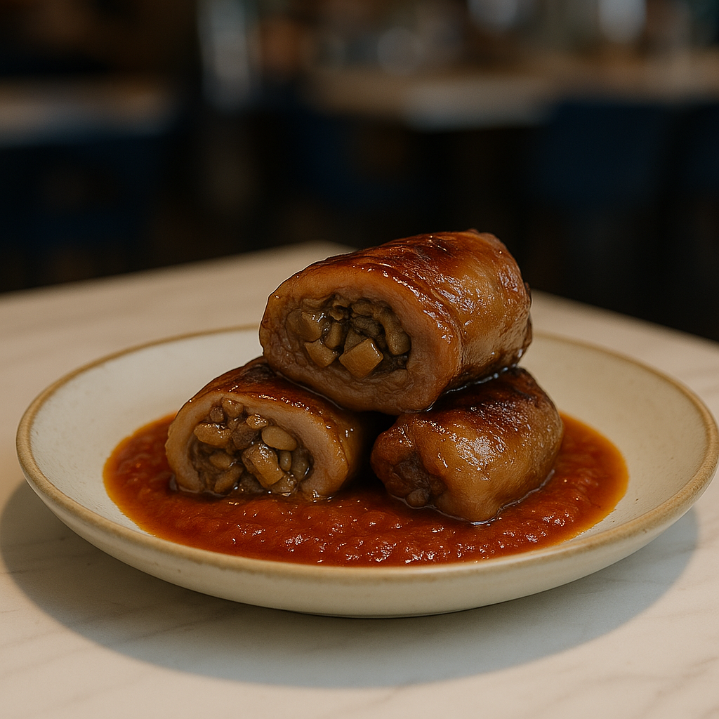 Manitas De Cerdo Rellenas De Boletus Y Sofrito Vegetales