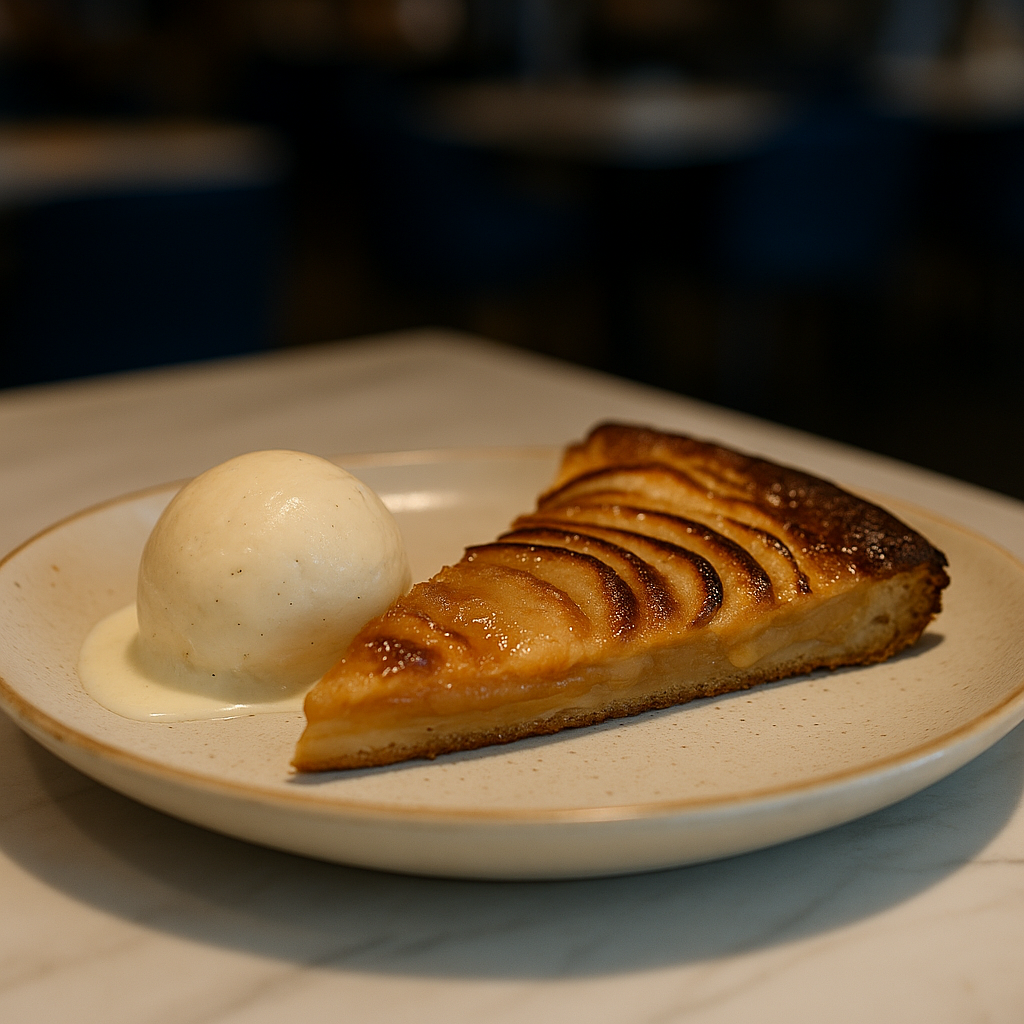 Tarta De Manzana A La Antigua Con Helado De Vainilla